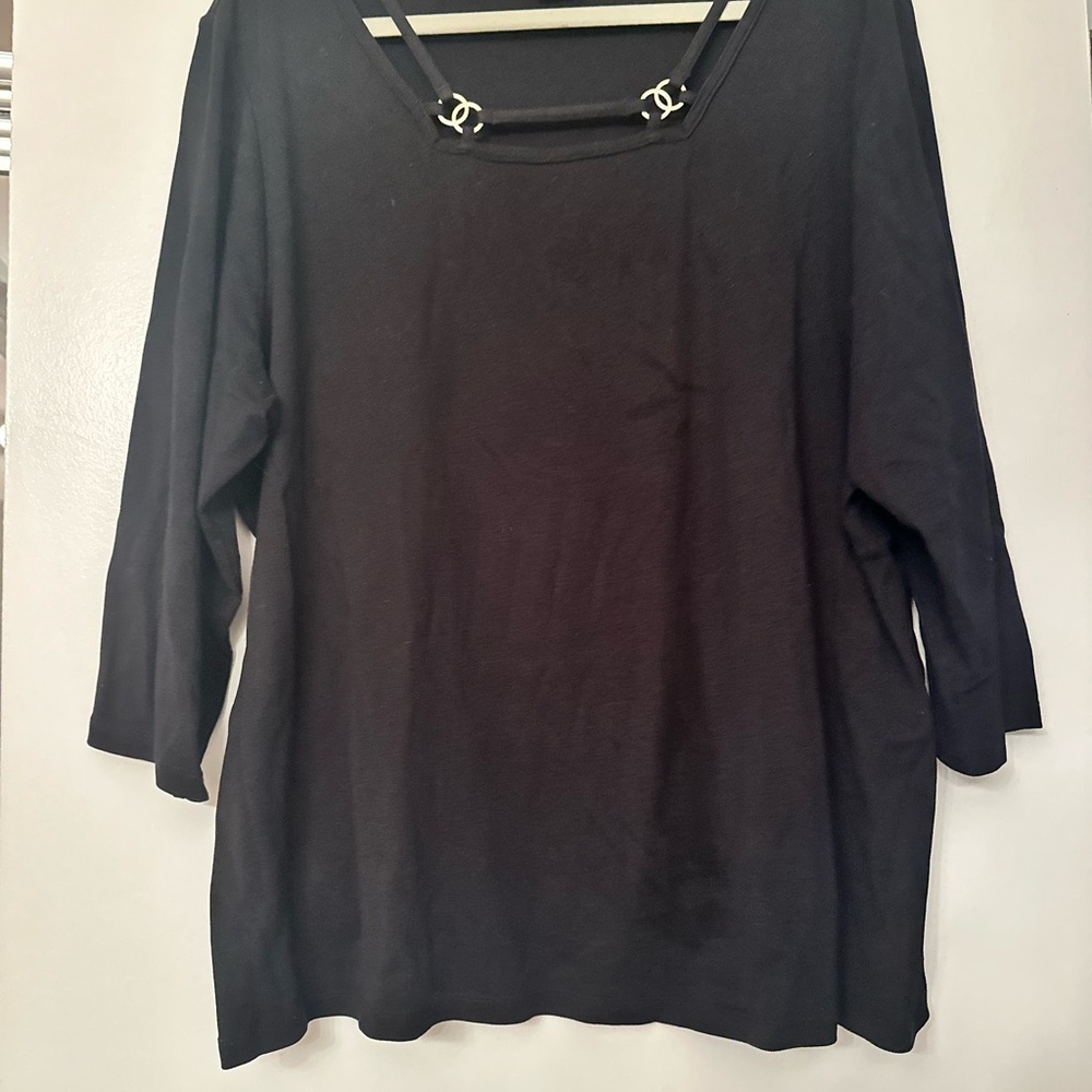 Rafaella Black Women's Blouse with Chain Detail